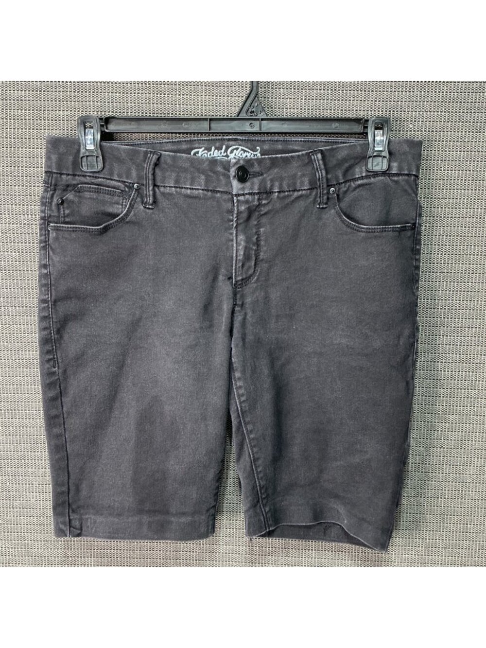Faded Glory Women's Skinny Black Stretch Denim Bermuda Shorts Size 14A